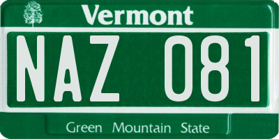 VT license plate NAZ081
