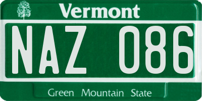 VT license plate NAZ086