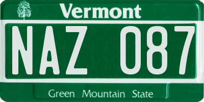 VT license plate NAZ087