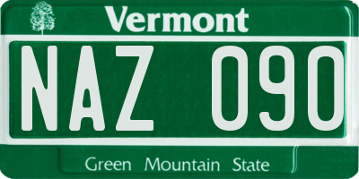 VT license plate NAZ090
