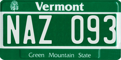 VT license plate NAZ093