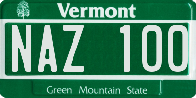 VT license plate NAZ100