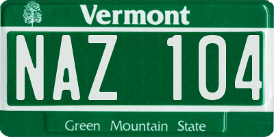 VT license plate NAZ104