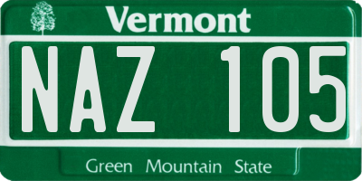 VT license plate NAZ105