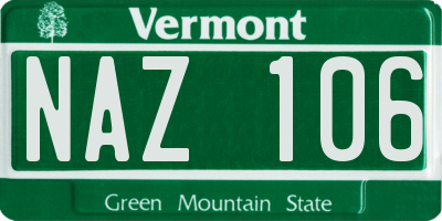 VT license plate NAZ106