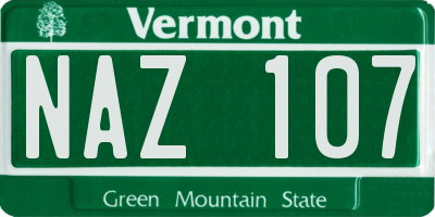 VT license plate NAZ107