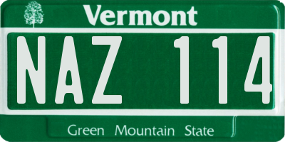 VT license plate NAZ114