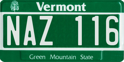 VT license plate NAZ116