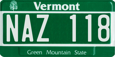 VT license plate NAZ118