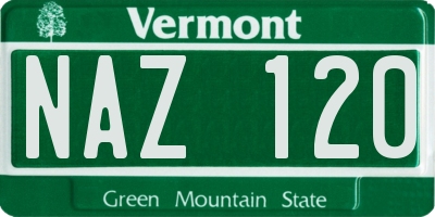 VT license plate NAZ120