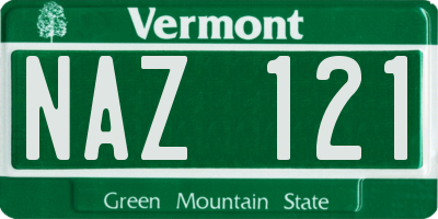 VT license plate NAZ121
