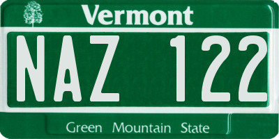 VT license plate NAZ122