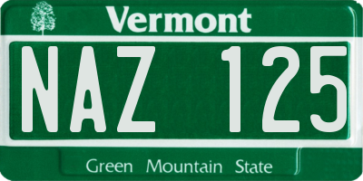 VT license plate NAZ125