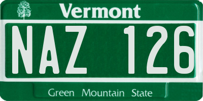 VT license plate NAZ126