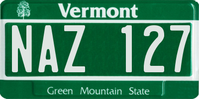 VT license plate NAZ127