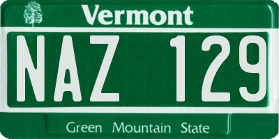 VT license plate NAZ129