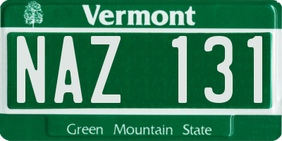 VT license plate NAZ131