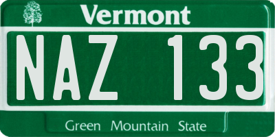VT license plate NAZ133
