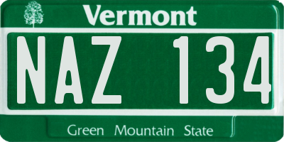 VT license plate NAZ134