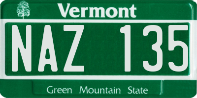 VT license plate NAZ135