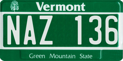 VT license plate NAZ136