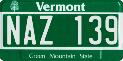 VT license plate NAZ139
