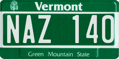 VT license plate NAZ140