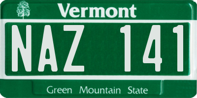 VT license plate NAZ141