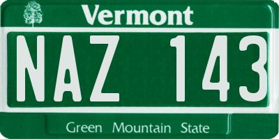 VT license plate NAZ143