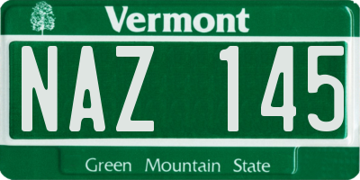 VT license plate NAZ145