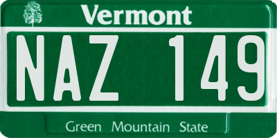 VT license plate NAZ149