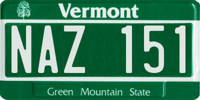 VT license plate NAZ151