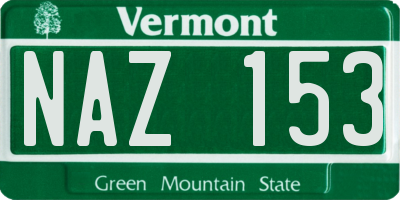 VT license plate NAZ153