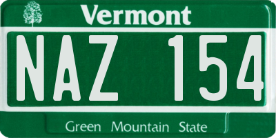 VT license plate NAZ154