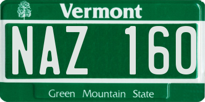VT license plate NAZ160
