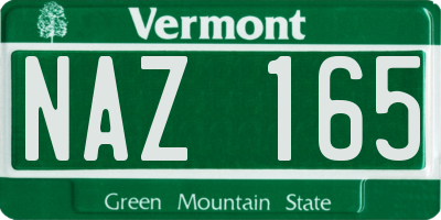 VT license plate NAZ165