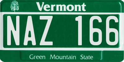 VT license plate NAZ166
