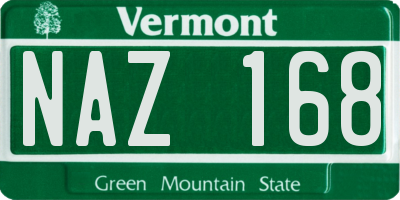 VT license plate NAZ168