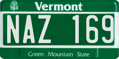 VT license plate NAZ169