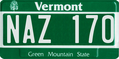 VT license plate NAZ170