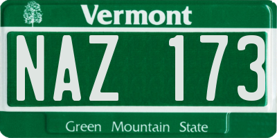VT license plate NAZ173