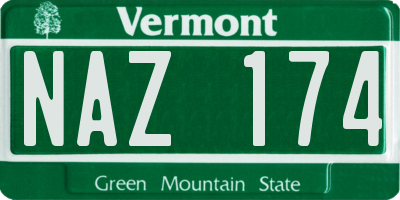 VT license plate NAZ174