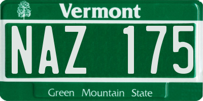 VT license plate NAZ175
