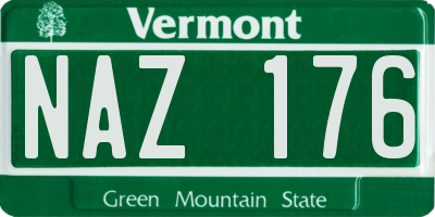 VT license plate NAZ176