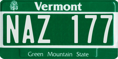 VT license plate NAZ177