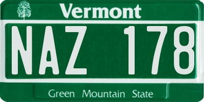 VT license plate NAZ178