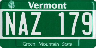 VT license plate NAZ179