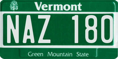 VT license plate NAZ180