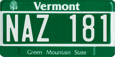 VT license plate NAZ181