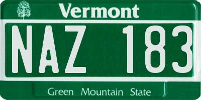 VT license plate NAZ183